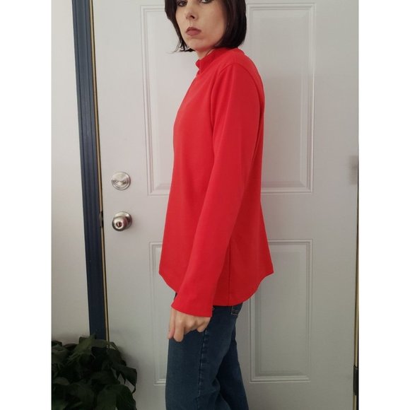 70s Polyester Red Mock Turtleneck - Picture 2 of 4